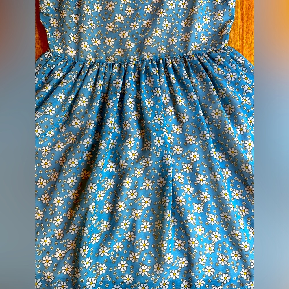 Altar’d State Light Blue Chiffon Floral Daisy Mini Dress Size Medium 8 10 - Picture 2 of 4